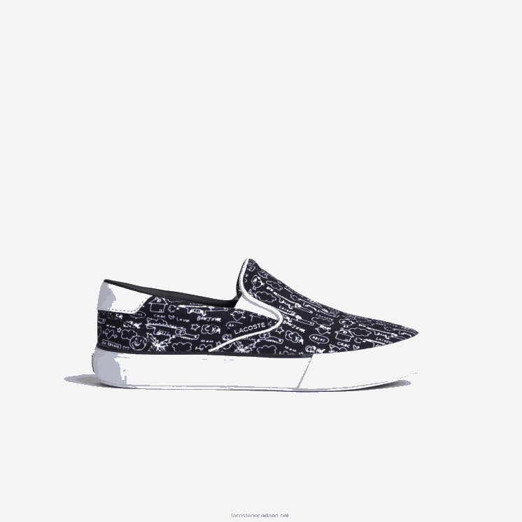 Lacoste spring serve textiel instapper 0828H3234 zwart-wit 312 kinderen