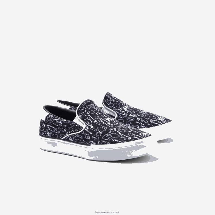 Lacoste spring serve textiel instapper 0828H3234 zwart-wit 312 kinderen