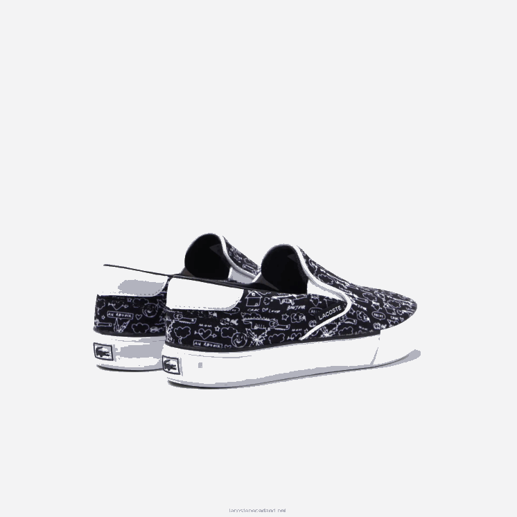 Lacoste spring serve textiel instapper 0828H3234 zwart-wit 312 kinderen