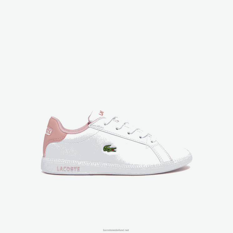 Lacoste afgestudeerde synthetische sneakers 0828H3231 wit & lichtroze 1y9 kinderen