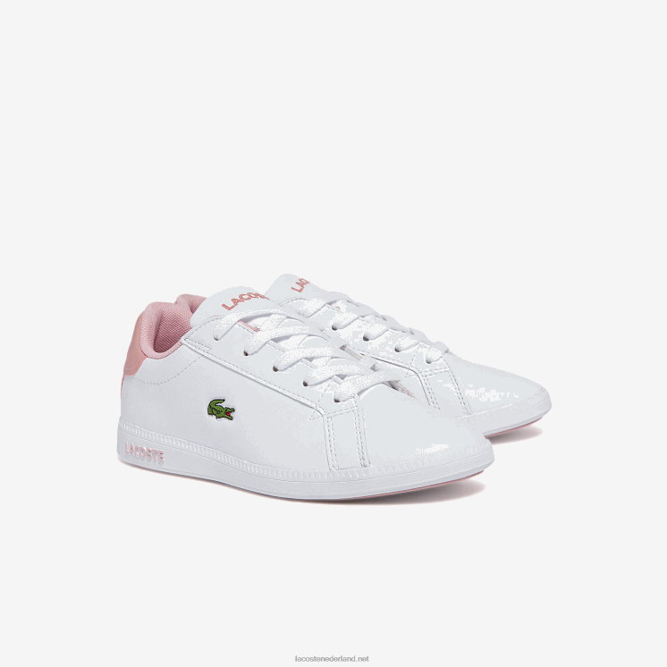 Lacoste afgestudeerde synthetische sneakers 0828H3231 wit & lichtroze 1y9 kinderen