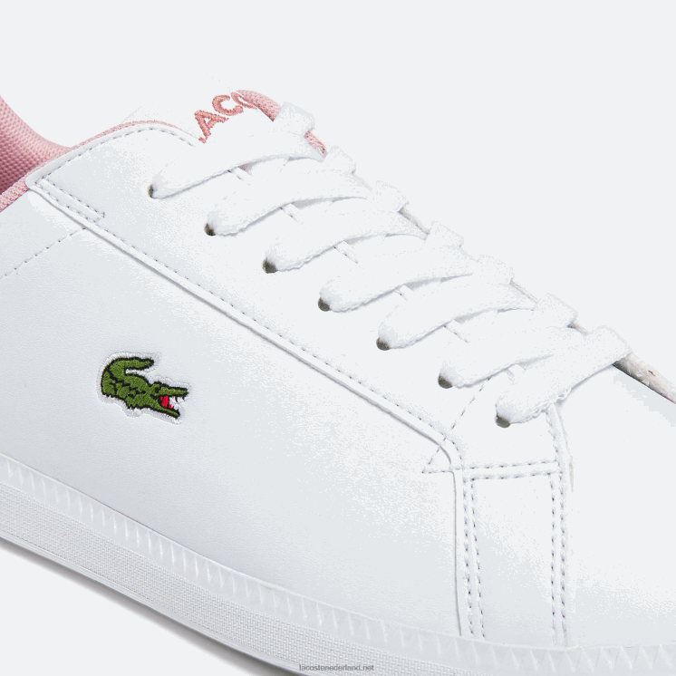 Lacoste afgestudeerde synthetische sneakers 0828H3330 wit & lichtroze 1y9 junioren