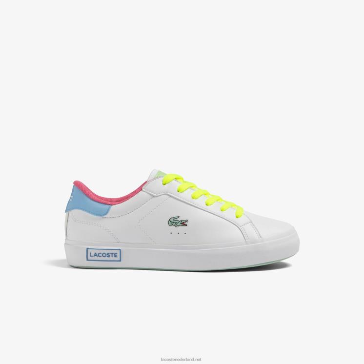Lacoste powercourt synthetische kleur-pop sneakers 0828H3070 wit/groen 082 junioren