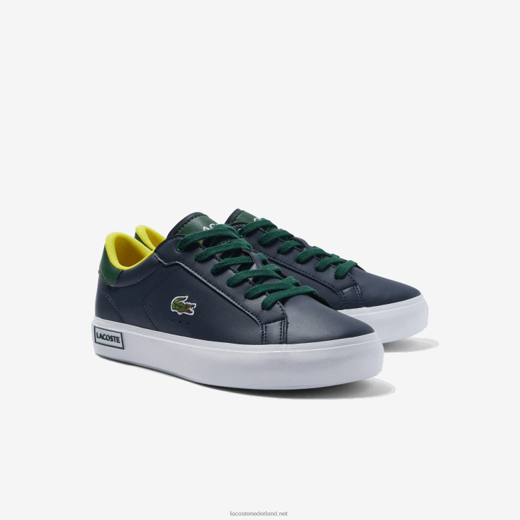 Lacoste powercourt synthetische sneaker met gepofte hak 0828H3332 marine & groen 2s3 junioren