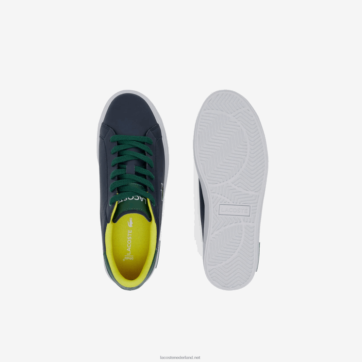 Lacoste powercourt synthetische sneaker met gepofte hak 0828H3332 marine & groen 2s3 junioren