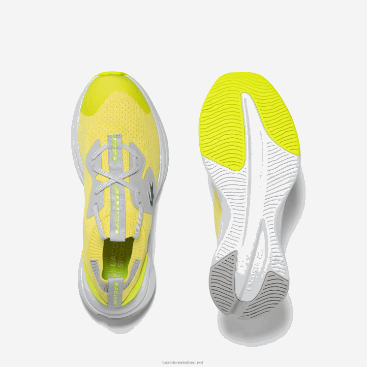 Lacoste run spin gebreide stoffen sneakers 0828H3313 geel/bruin 382 junioren