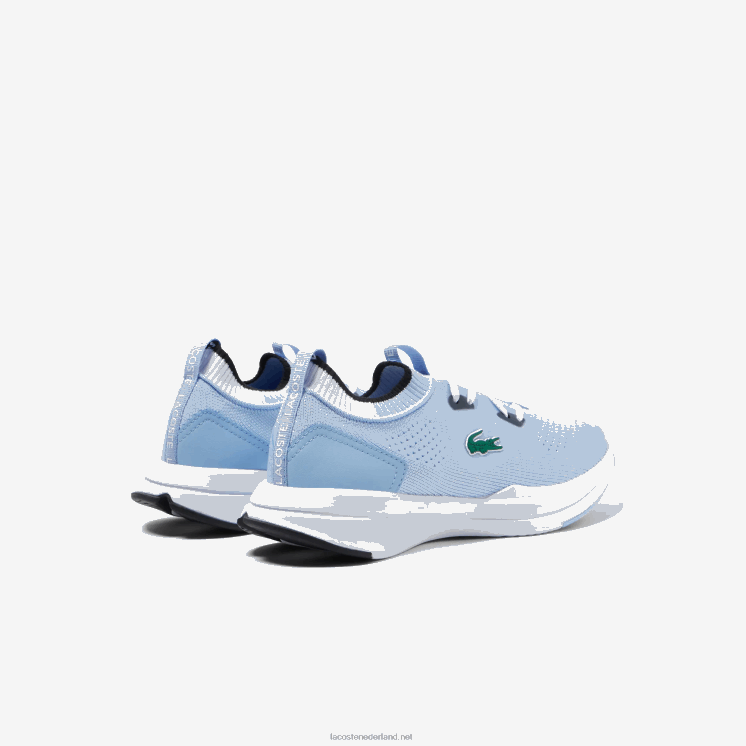 Lacoste run spin gebreide textiel kleurcontrast sneakers 0828H3329 lichtblauw wit 2k7 junioren