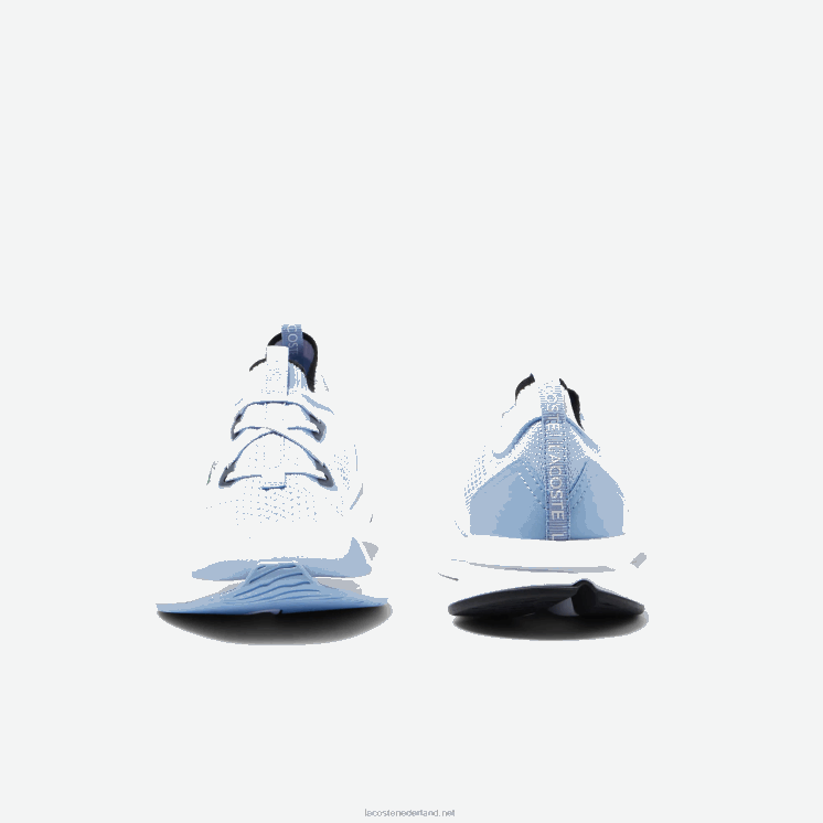 Lacoste run spin gebreide textiel kleurcontrast sneakers 0828H3329 lichtblauw wit 2k7 junioren
