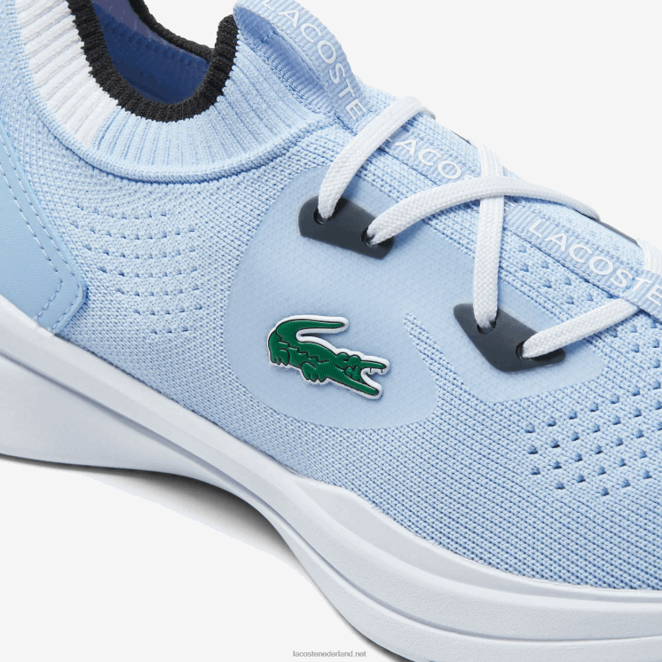 Lacoste run spin gebreide textiel kleurcontrast sneakers 0828H3329 lichtblauw wit 2k7 junioren