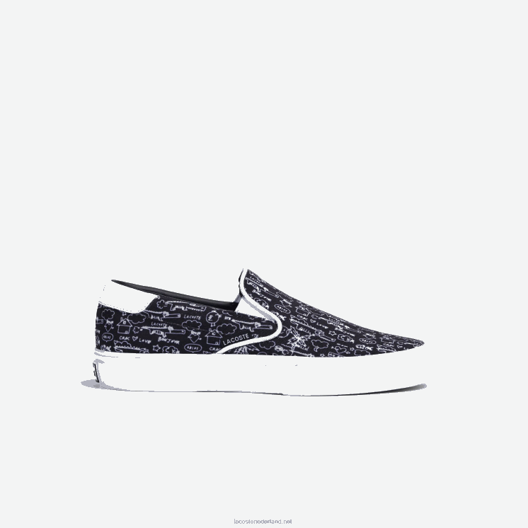 Lacoste spring serve textiel instapper 0828H3322 zwart-wit 312 junioren