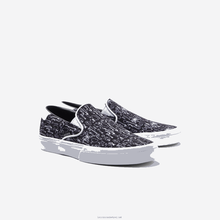 Lacoste spring serve textiel instapper 0828H3322 zwart-wit 312 junioren