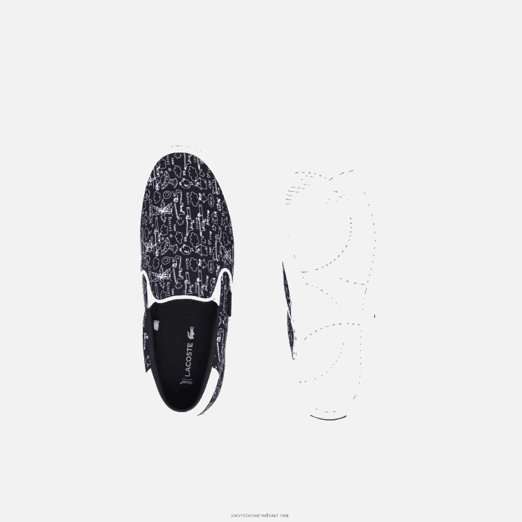 Lacoste spring serve textiel instapper 0828H3322 zwart-wit 312 junioren