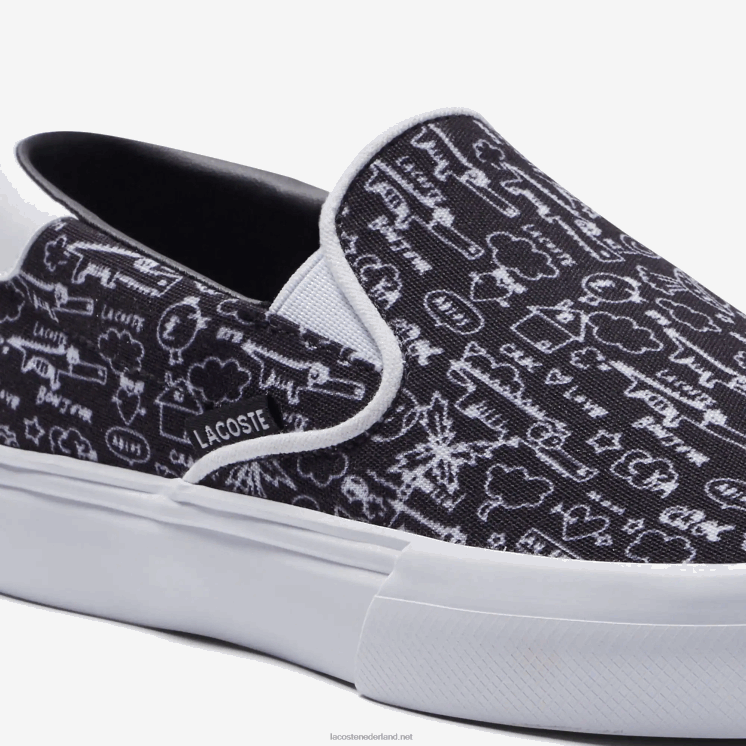 Lacoste spring serve textiel instapper 0828H3322 zwart-wit 312 junioren