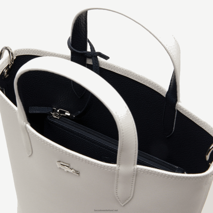 Lacoste anna omkeerbare draagtas van gecoat canvas 0828H2780 farine blauw nuit l44 vrouwen