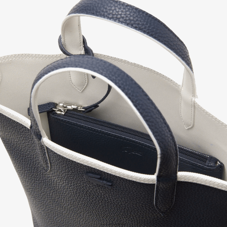Lacoste anna omkeerbare draagtas van gecoat canvas 0828H2780 farine blauw nuit l44 vrouwen