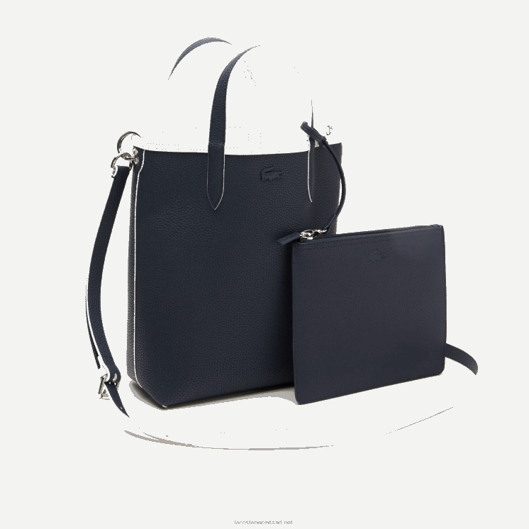 Lacoste anna omkeerbare draagtas van gecoat canvas 0828H2780 farine blauw nuit l44 vrouwen