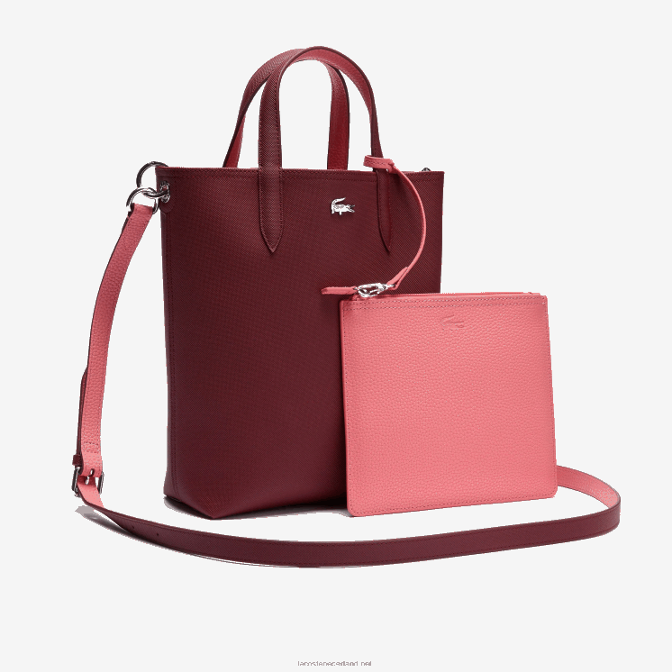 Lacoste anna omkeerbare draagtas van gecoat canvas 0828H2781 peryleen amaryllis g45 vrouwen