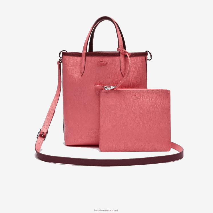 Lacoste anna omkeerbare draagtas van gecoat canvas 0828H2781 peryleen amaryllis g45 vrouwen
