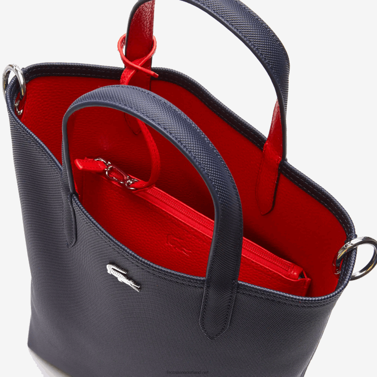 Lacoste anna omkeerbare draagtas van gecoat canvas 0828H2818 marine 166 rood 240 b50 vrouwen