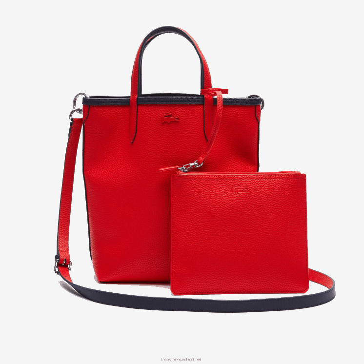 Lacoste anna omkeerbare draagtas van gecoat canvas 0828H2818 marine 166 rood 240 b50 vrouwen