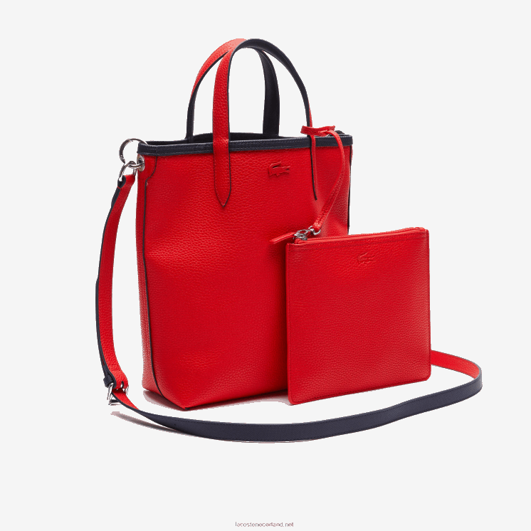 Lacoste anna omkeerbare draagtas van gecoat canvas 0828H2818 marine 166 rood 240 b50 vrouwen