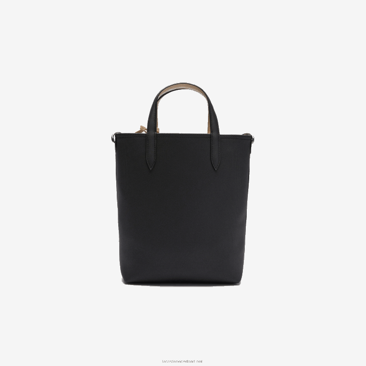 Lacoste anna omkeerbare draagtas van gecoat canvas 0828H2830 zwarte krema a91 vrouwen