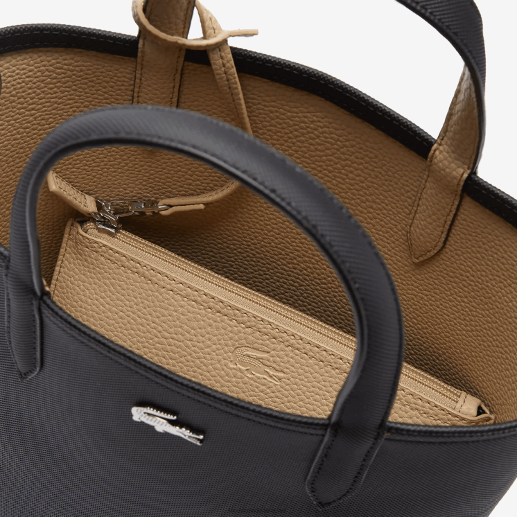Lacoste anna omkeerbare draagtas van gecoat canvas 0828H2830 zwarte krema a91 vrouwen