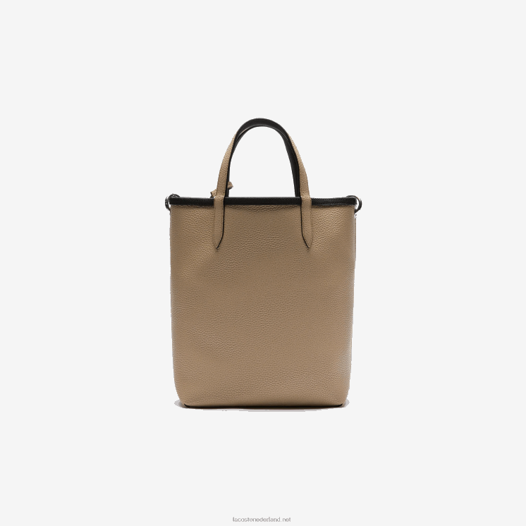 Lacoste anna omkeerbare draagtas van gecoat canvas 0828H2830 zwarte krema a91 vrouwen