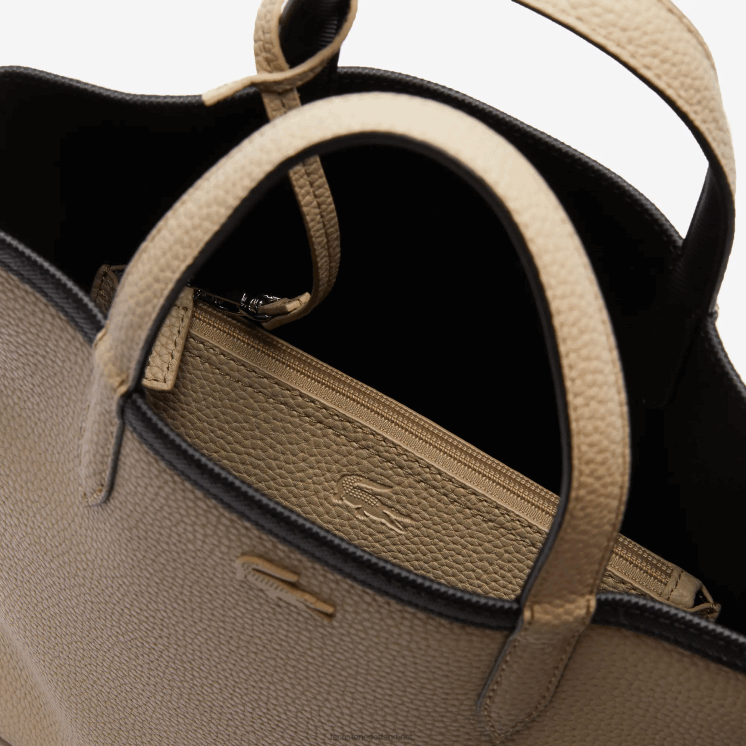 Lacoste anna omkeerbare draagtas van gecoat canvas 0828H2830 zwarte krema a91 vrouwen