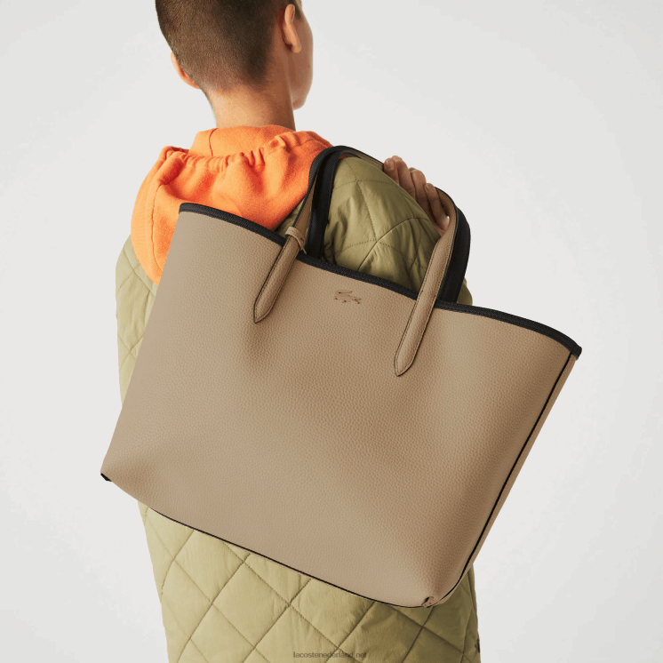 Lacoste anna omkeerbare tweekleurige draagtas 0828H2824 zwarte krema a91 vrouwen