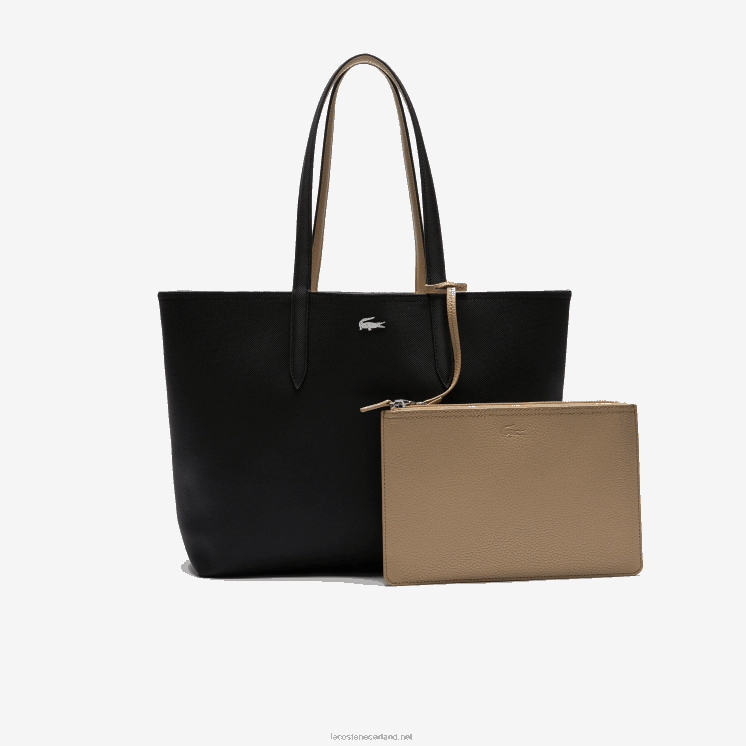Lacoste anna omkeerbare tweekleurige draagtas 0828H2824 zwarte krema a91 vrouwen