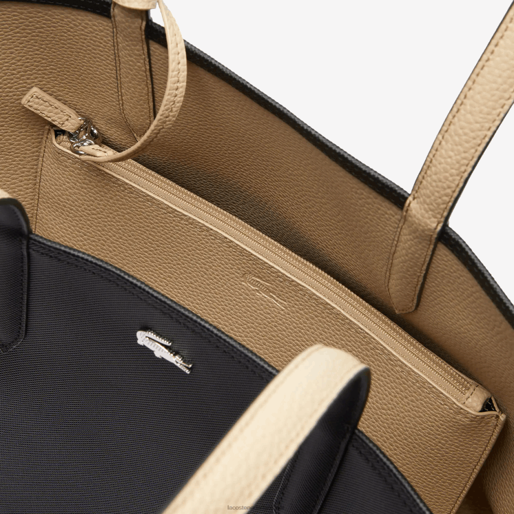 Lacoste anna omkeerbare tweekleurige draagtas 0828H2824 zwarte krema a91 vrouwen