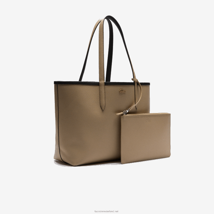 Lacoste anna omkeerbare tweekleurige draagtas 0828H2824 zwarte krema a91 vrouwen