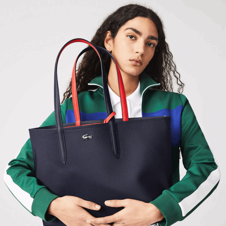 Lacoste anna omkeerbare tweekleurige draagtas 0828H2828 marine 166 rood 240 b50 vrouwen