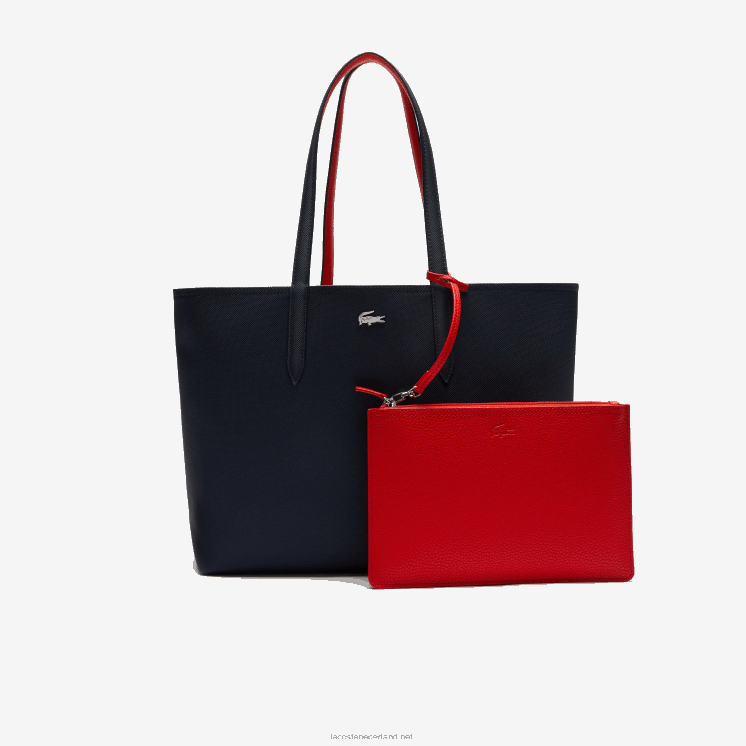Lacoste anna omkeerbare tweekleurige draagtas 0828H2828 marine 166 rood 240 b50 vrouwen