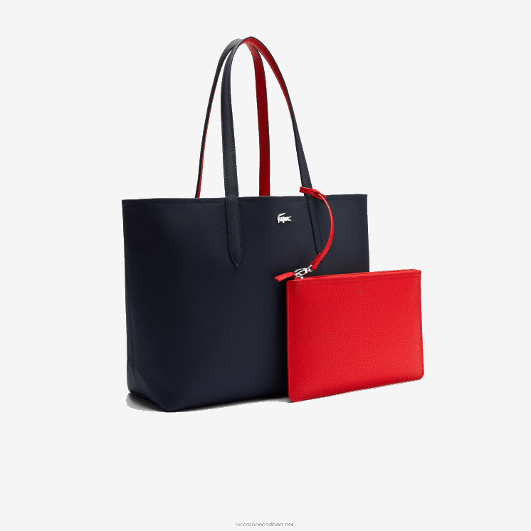 Lacoste anna omkeerbare tweekleurige draagtas 0828H2828 marine 166 rood 240 b50 vrouwen