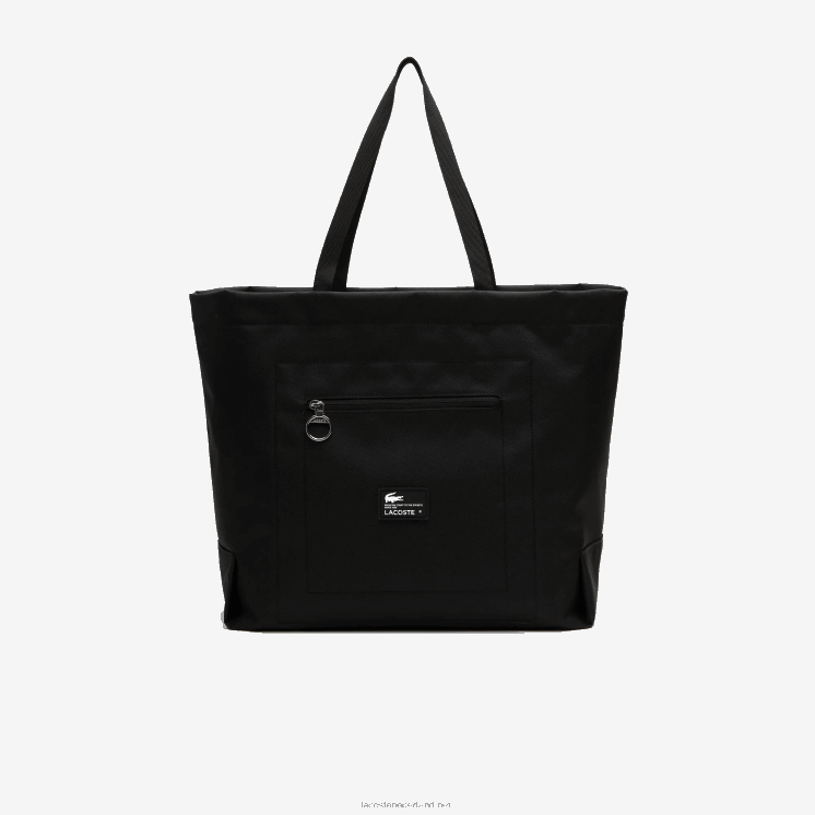 Lacoste contrasterende oversized draagtas met merkaccent 0828H1947 zwarte patch l51 vrouwen