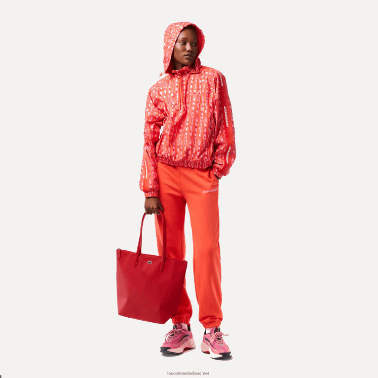 Lacoste l.12.12 concept draagtas met verticale ritssluiting 0828H2843 hoog risico rood 883 vrouwen