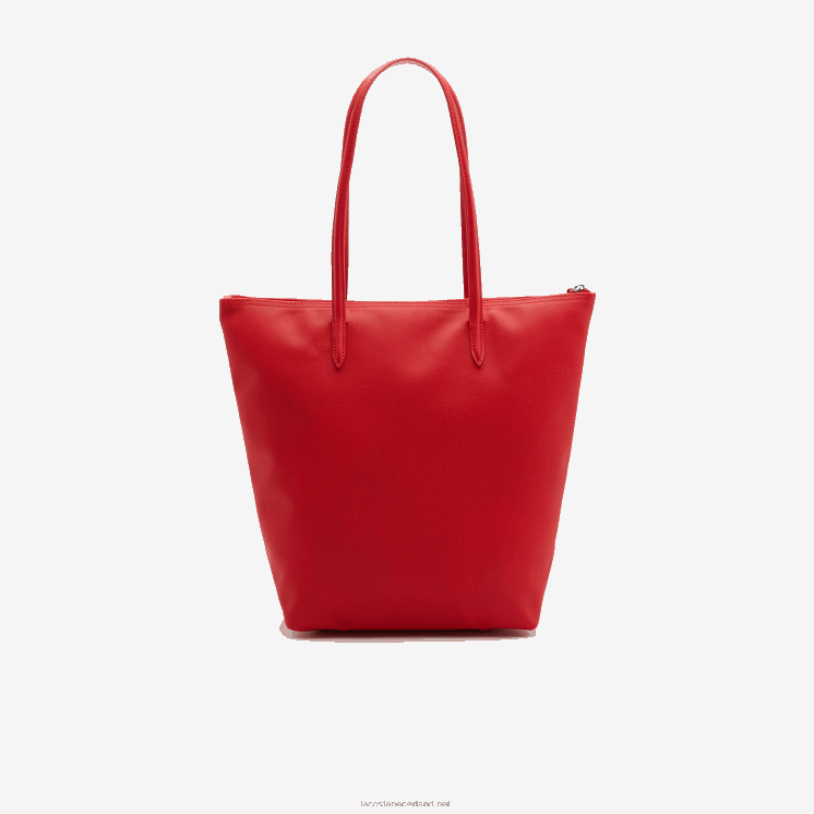 Lacoste l.12.12 concept draagtas met verticale ritssluiting 0828H2843 hoog risico rood 883 vrouwen