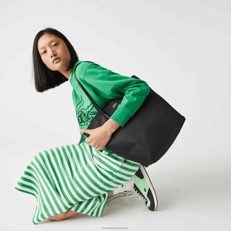 Lacoste l.12.12 concept draagtas met verticale ritssluiting 0828H2847 zwart 000 vrouwen
