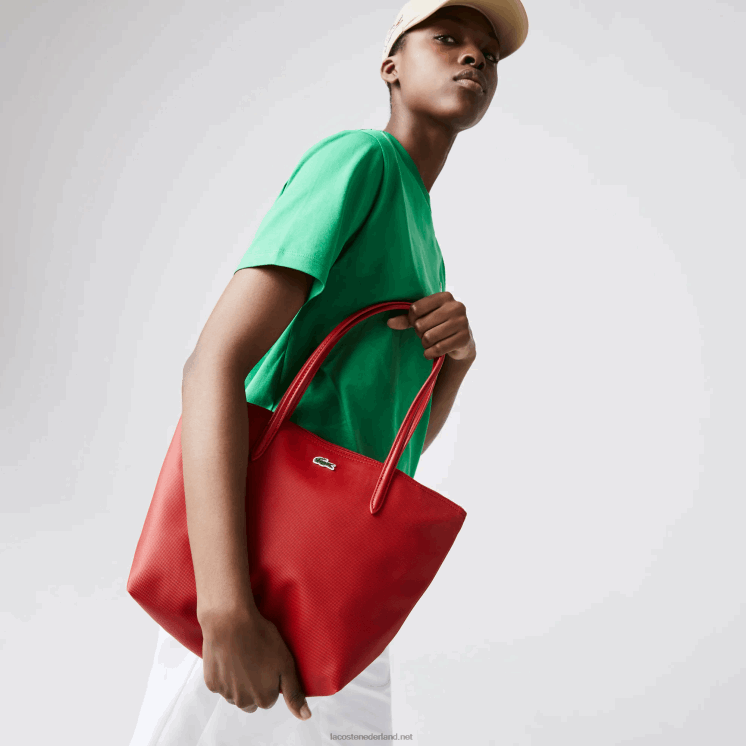 Lacoste l.12.12 concept kleine draagtas met ritssluiting 0828H2803 hoog risico rood 883 vrouwen
