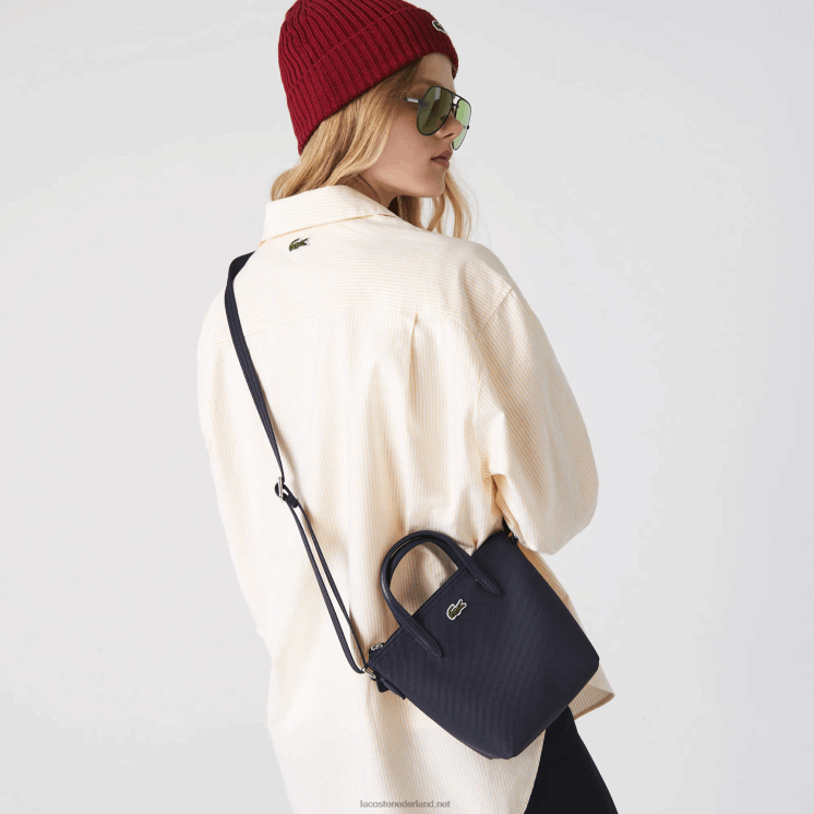 Lacoste l.12.12 concept petit pique gecoat canvas mini draagtas met rits 0828H2819 zonsverduistering 141 vrouwen