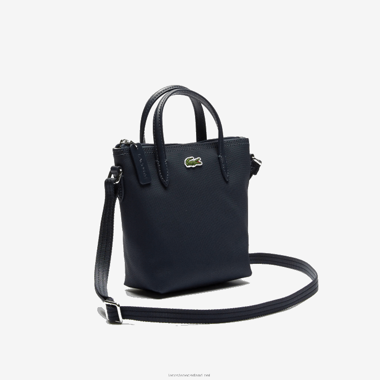 Lacoste l.12.12 concept petit pique gecoat canvas mini draagtas met rits 0828H2819 zonsverduistering 141 vrouwen