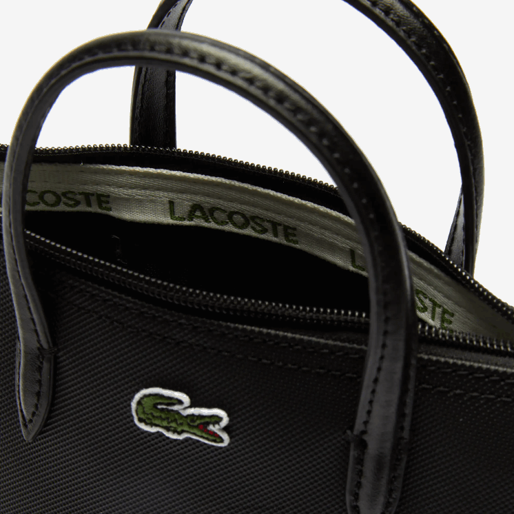 Lacoste l.12.12 concept petit pique gecoat canvas mini draagtas met rits 0828H2820 zwart 000 vrouwen