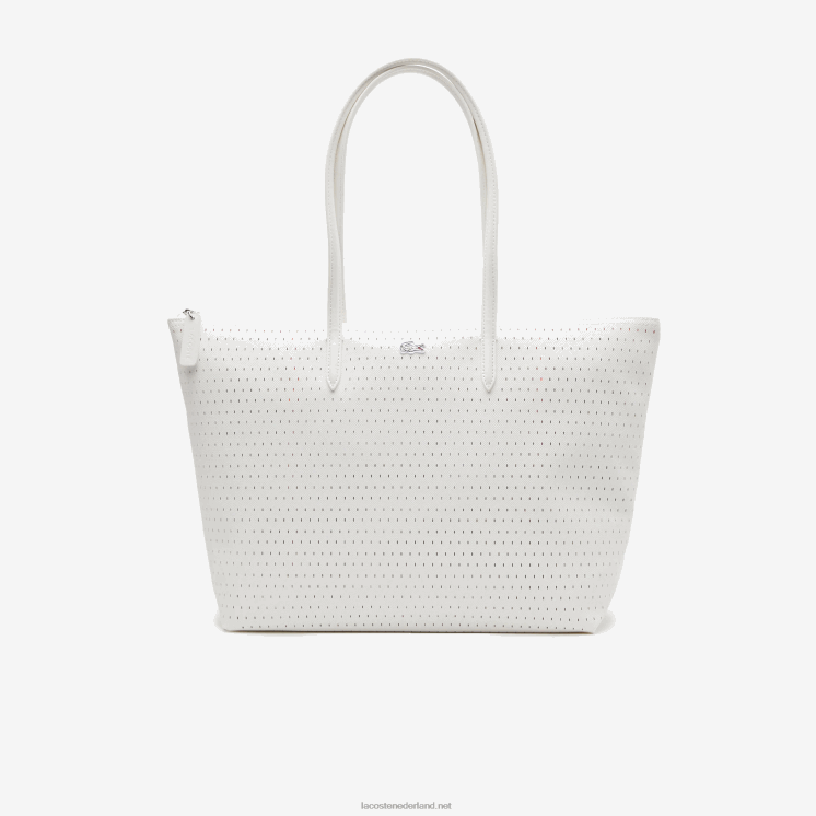 Lacoste l.12.12 grote geperforeerde draagtas 0828H2761 farine a56 vrouwen