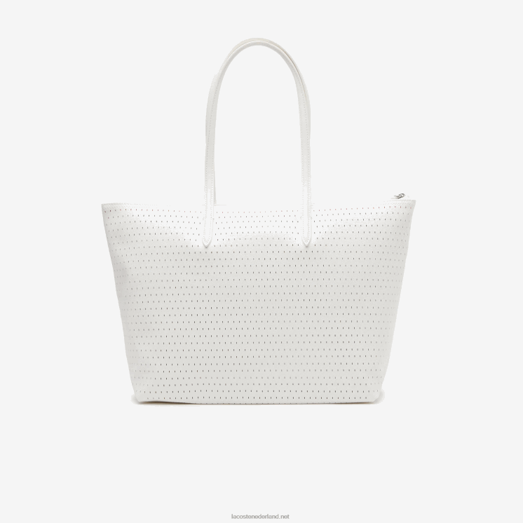 Lacoste l.12.12 grote geperforeerde draagtas 0828H2761 farine a56 vrouwen