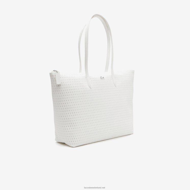 Lacoste l.12.12 grote geperforeerde draagtas 0828H2761 farine a56 vrouwen
