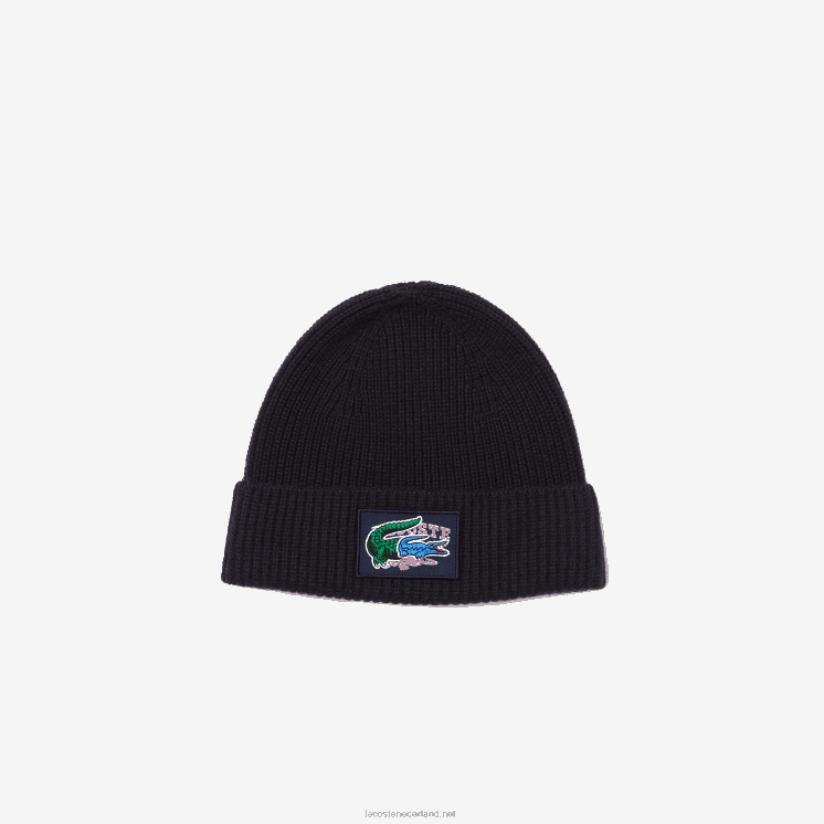 Lacoste Geribbelde wollen muts en sjaal cadeauset 0828H1691 marineblauw 166 vrouwen