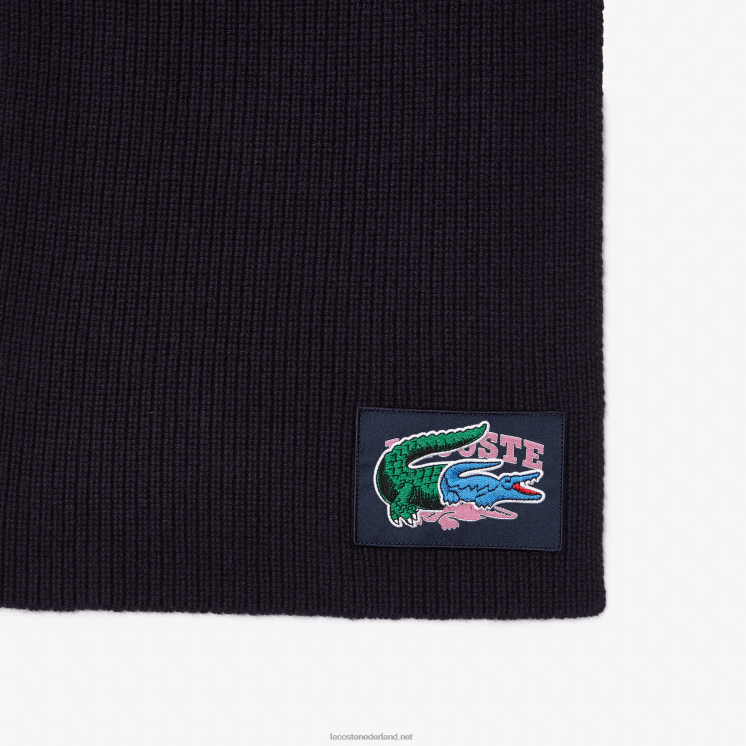 Lacoste Geribbelde wollen muts en sjaal cadeauset 0828H1691 marineblauw 166 vrouwen