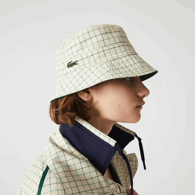 Lacoste Heritage omkeerbare vaste of geruite emmer 0828H2929 beige groen epp vrouwen